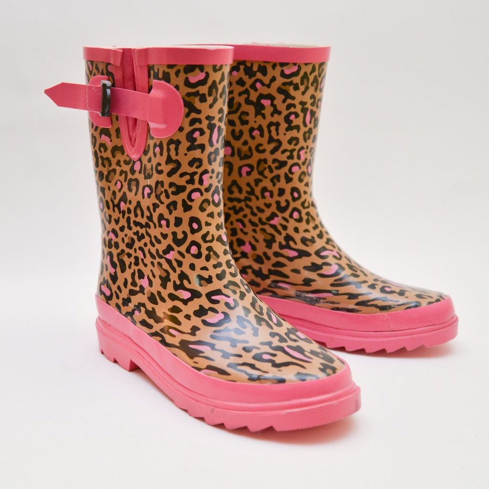 Girls' Leopard Print Rain Boots